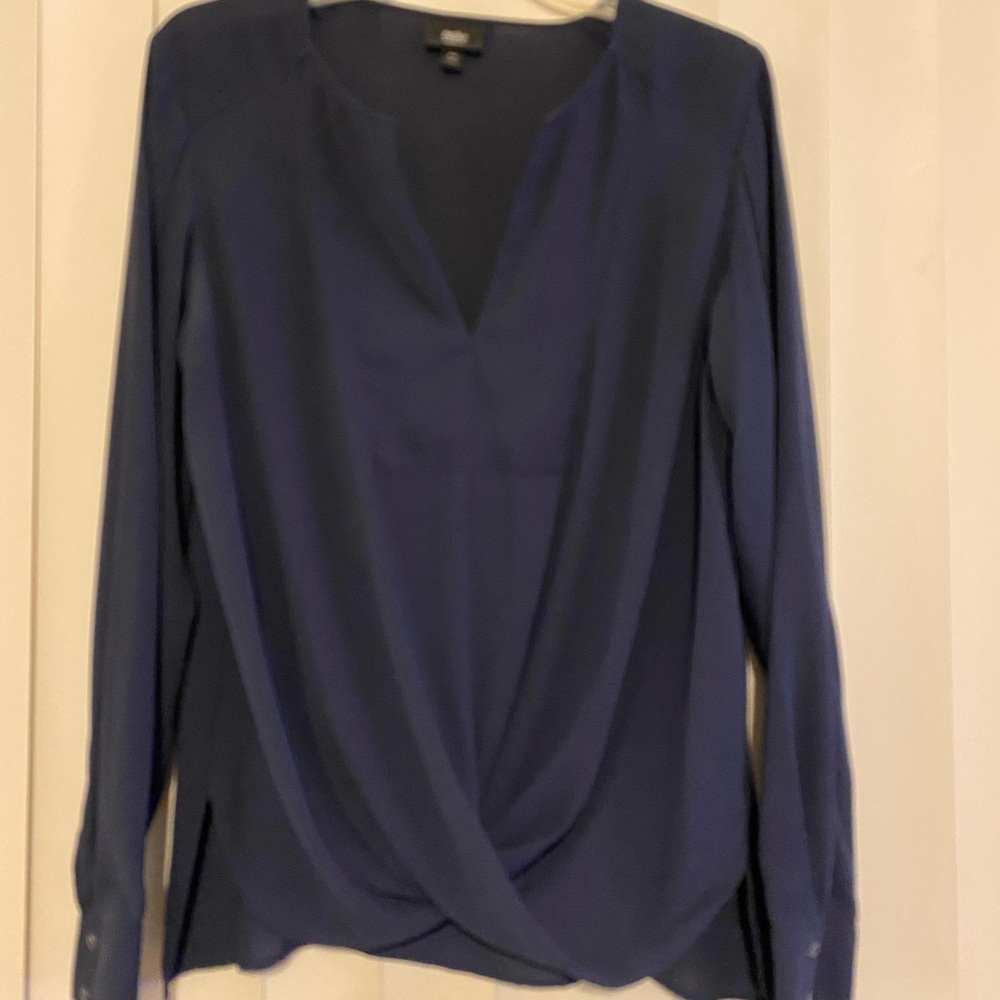 Navy drape blouse